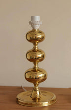 Pair of Swedish Brass Bobbin Table lamp by NAFA Nybro Armaturfabrik AB