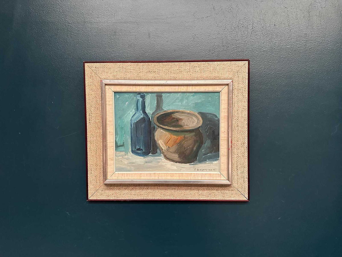 “Pot and Blue Bottle” by Viktor Rasmussen