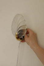 Pair of Art Deco Brass & Glass Shell Wall Lamps – Denmark, 1930s – Rewired, Working, E14