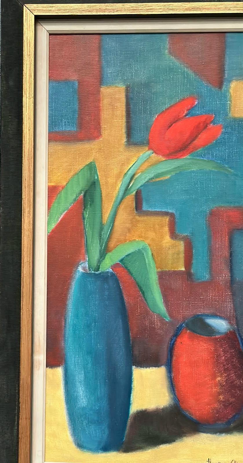 “Tulips in Blue Vase” by Hugo Olsson