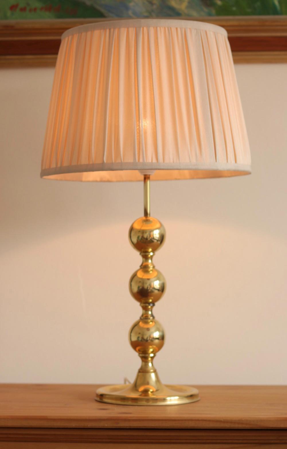 1970's Pair of Brass Bobbin Table lamps