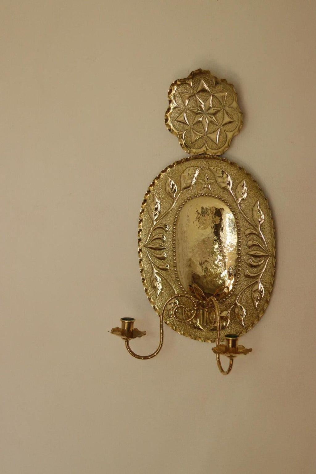 1945's Pair Of Mid Century Swedish Brass Sconces Double Arm