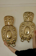 Pair Large baroque Style Mid Century Swedish Brass Sconces