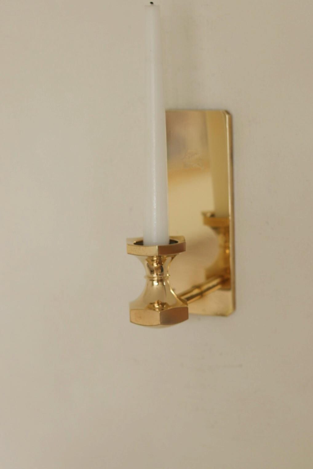 Pair Of Swedish Brass Sconces By GUSUM 1991