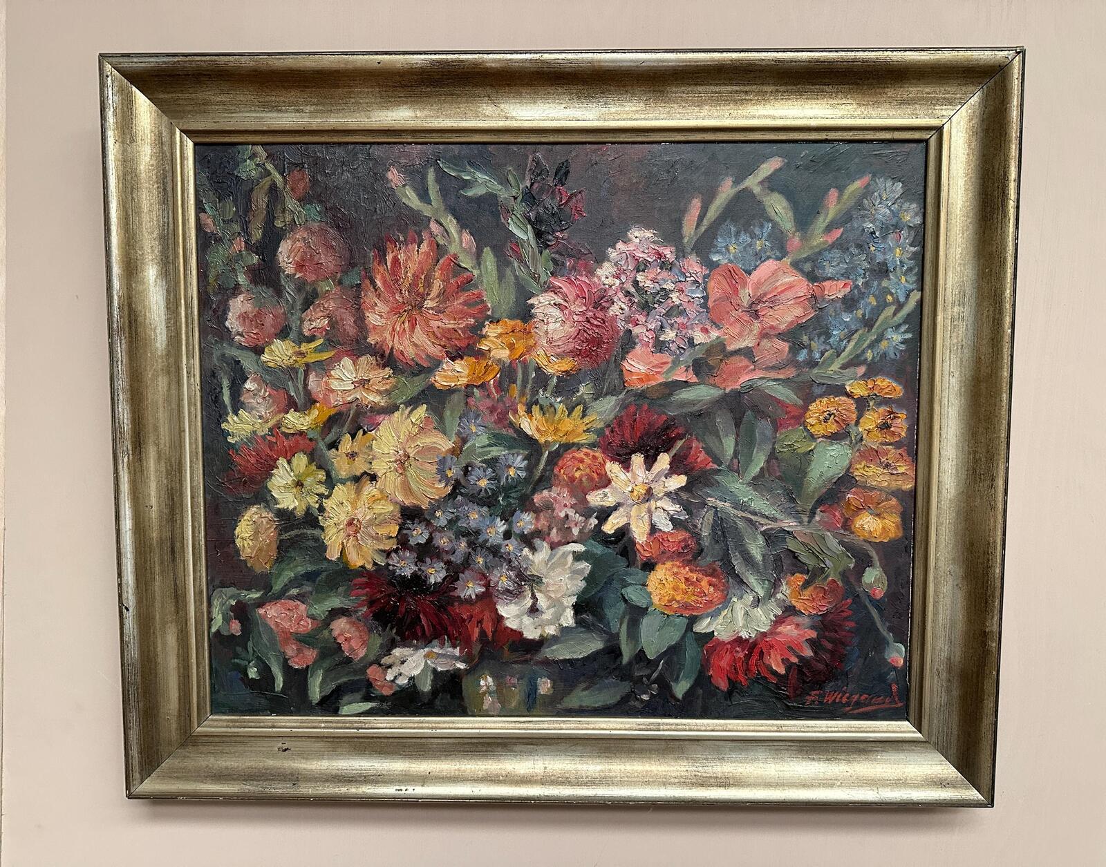 “Still Life with Flowers” by F. Wiegand