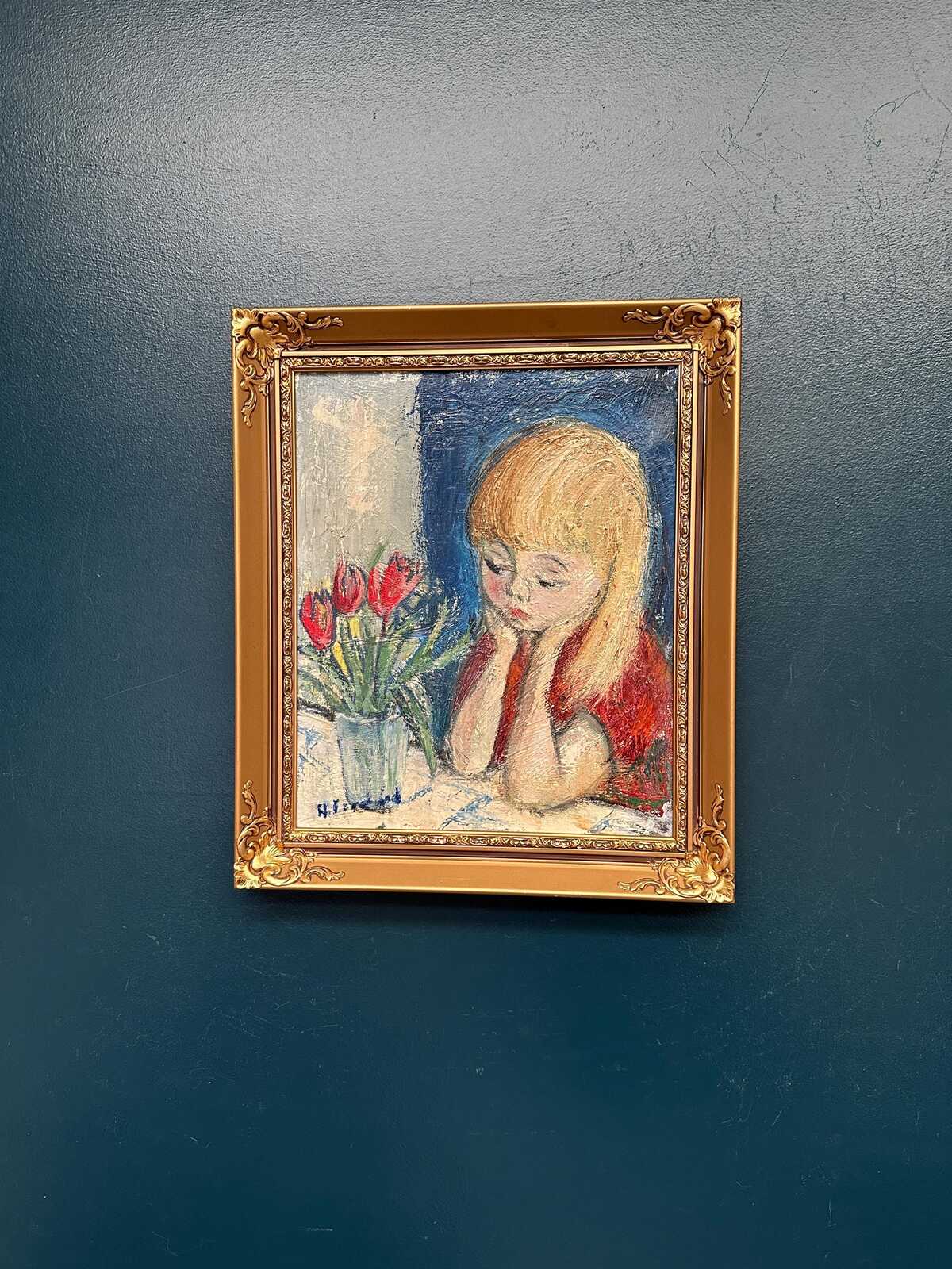 “Girl in Thought with Tulips” by Alf Forslund