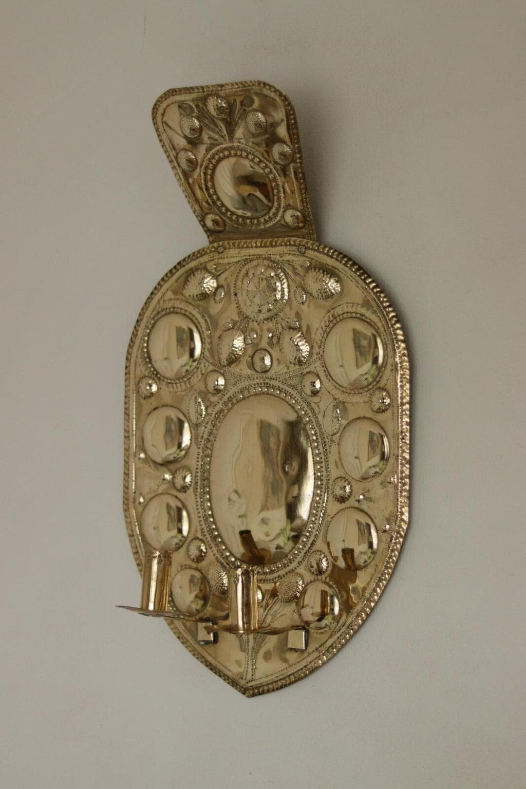 Pair Large baroque Style Mid Century Swedish Brass Sconces