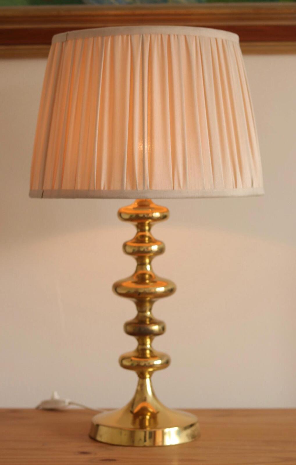 Pair of Swedish Brass Bobbin Table lamp