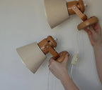 Pair of Vintage Wall Lamps by Solbackens Svarveri, Sweden, 1970s - Pine Wood