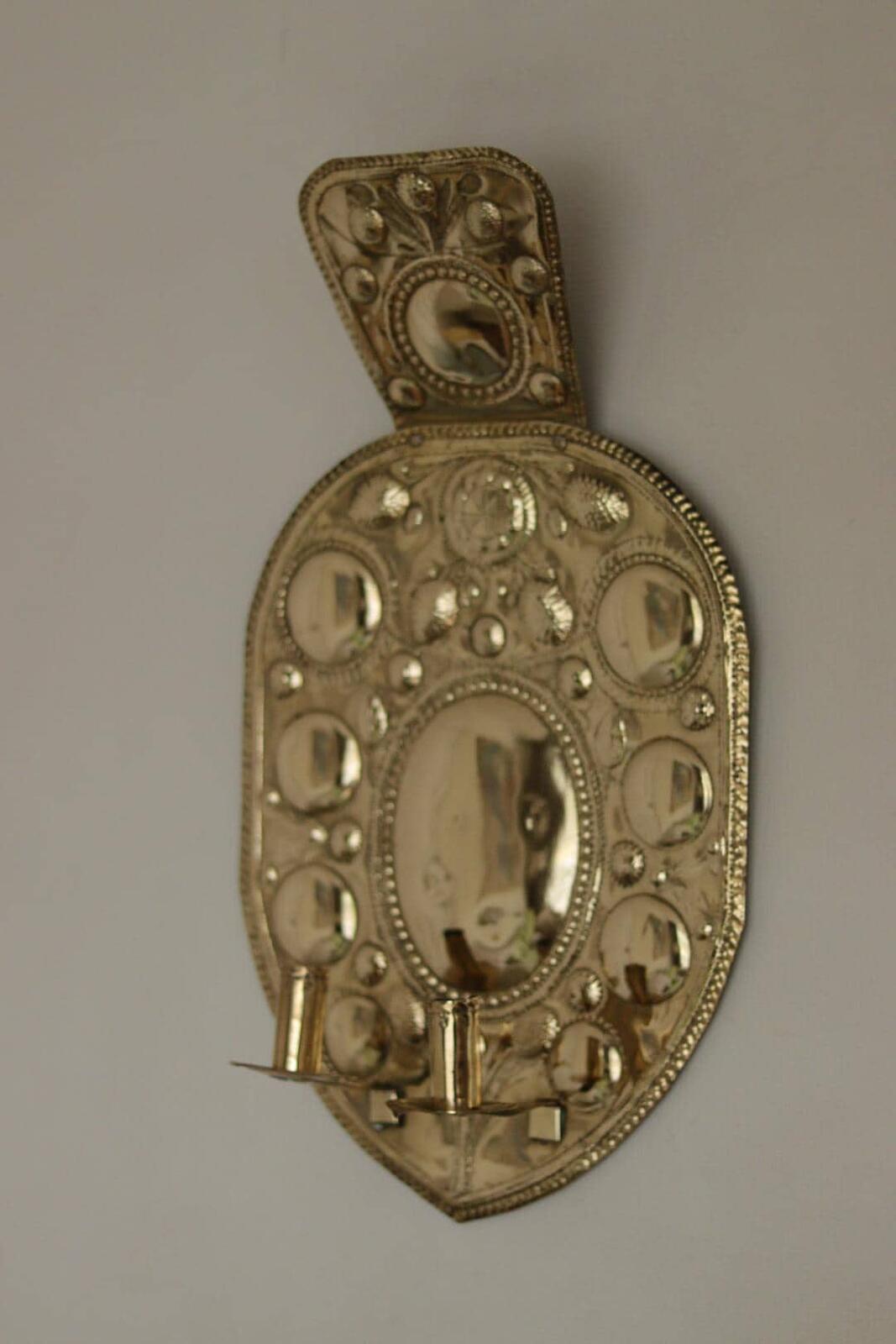 Pair Large baroque Style Mid Century Swedish Brass Sconces