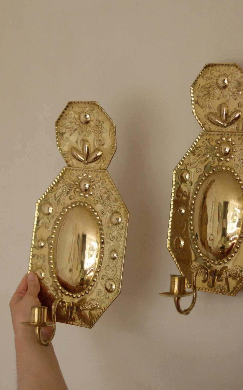 Pair Of Baroque-style Swedish Brass Sconces