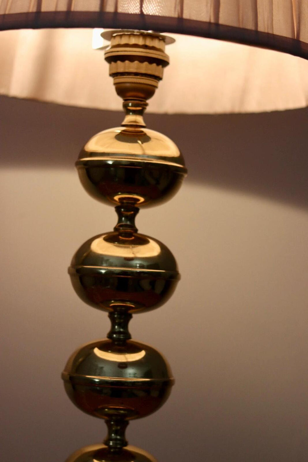 Tall Swedish Brass Bobbin lamp by Borens Borås