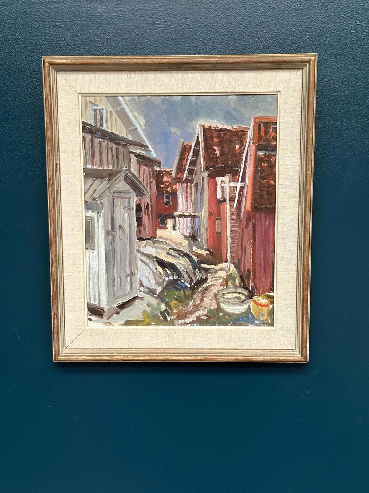 “Red Cottages by Coast”