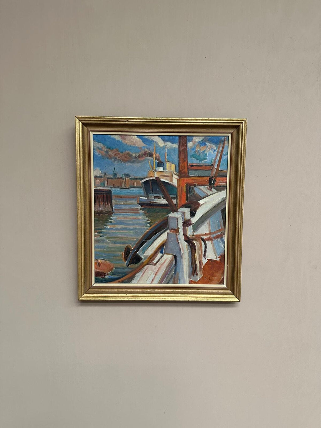 “Steamship in Harbor” By NL