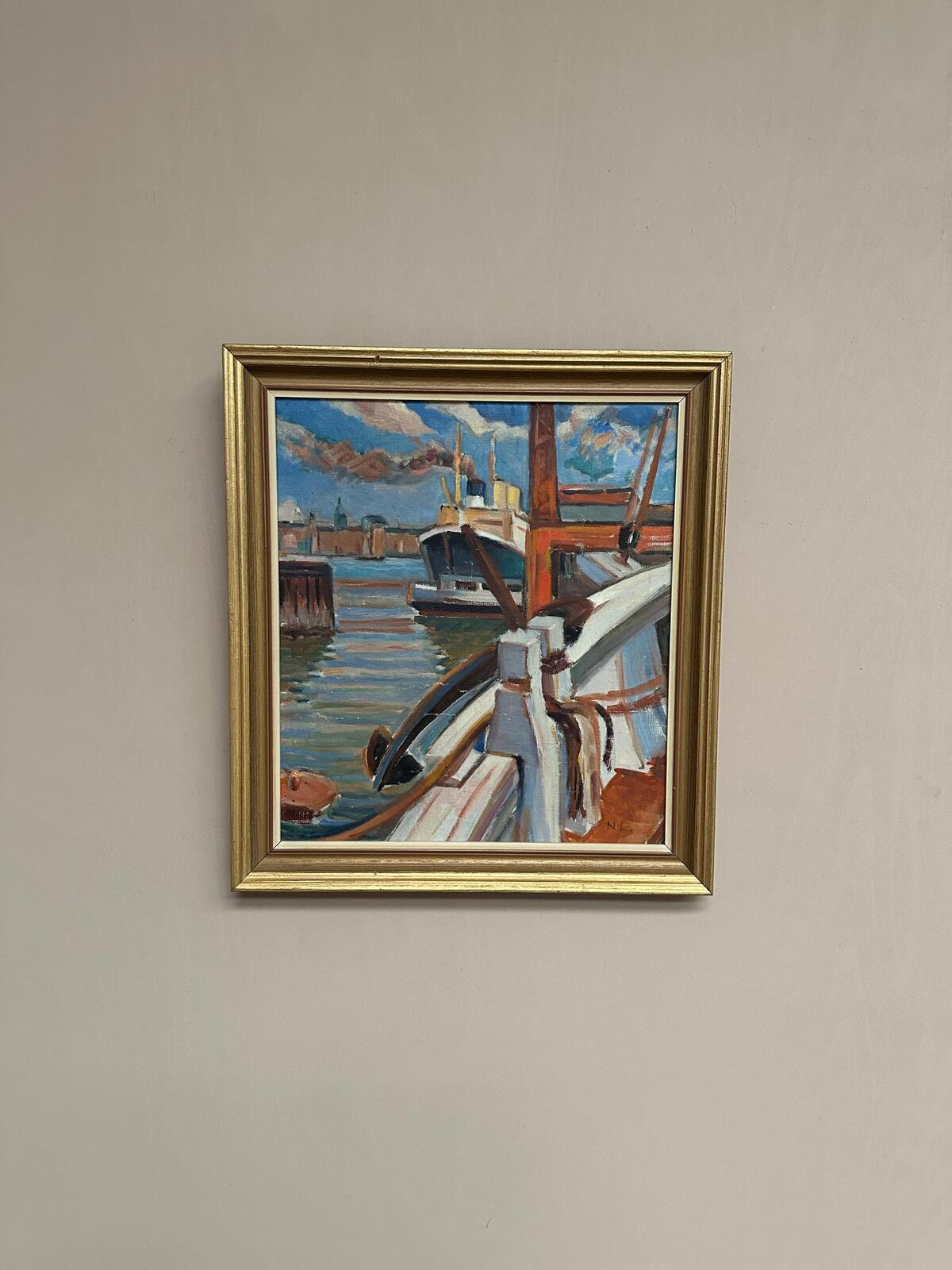 “Steamship in Harbor” By NL