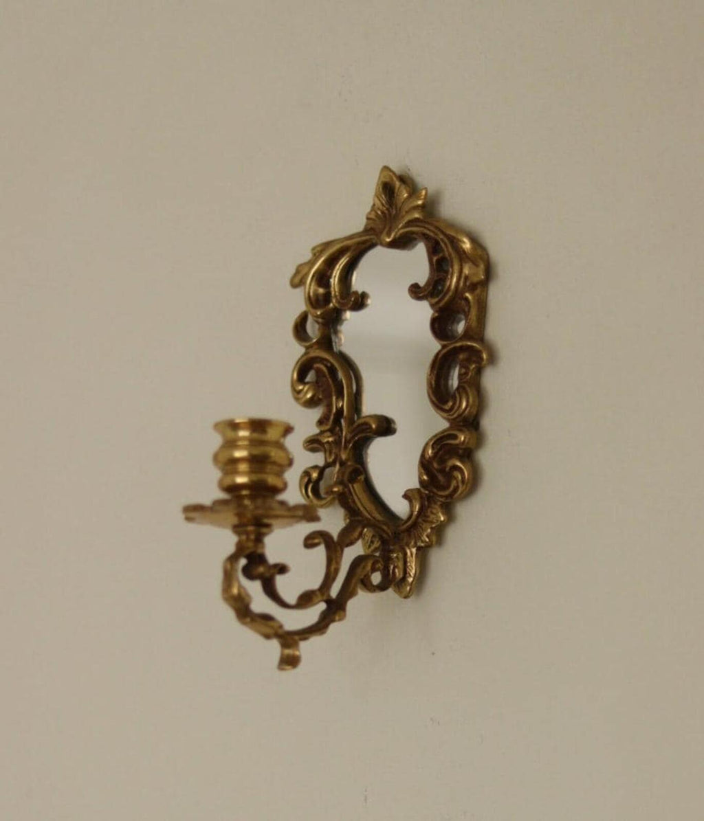 Pair of Mid-Century Swedish Brass Sconces with Mirrors