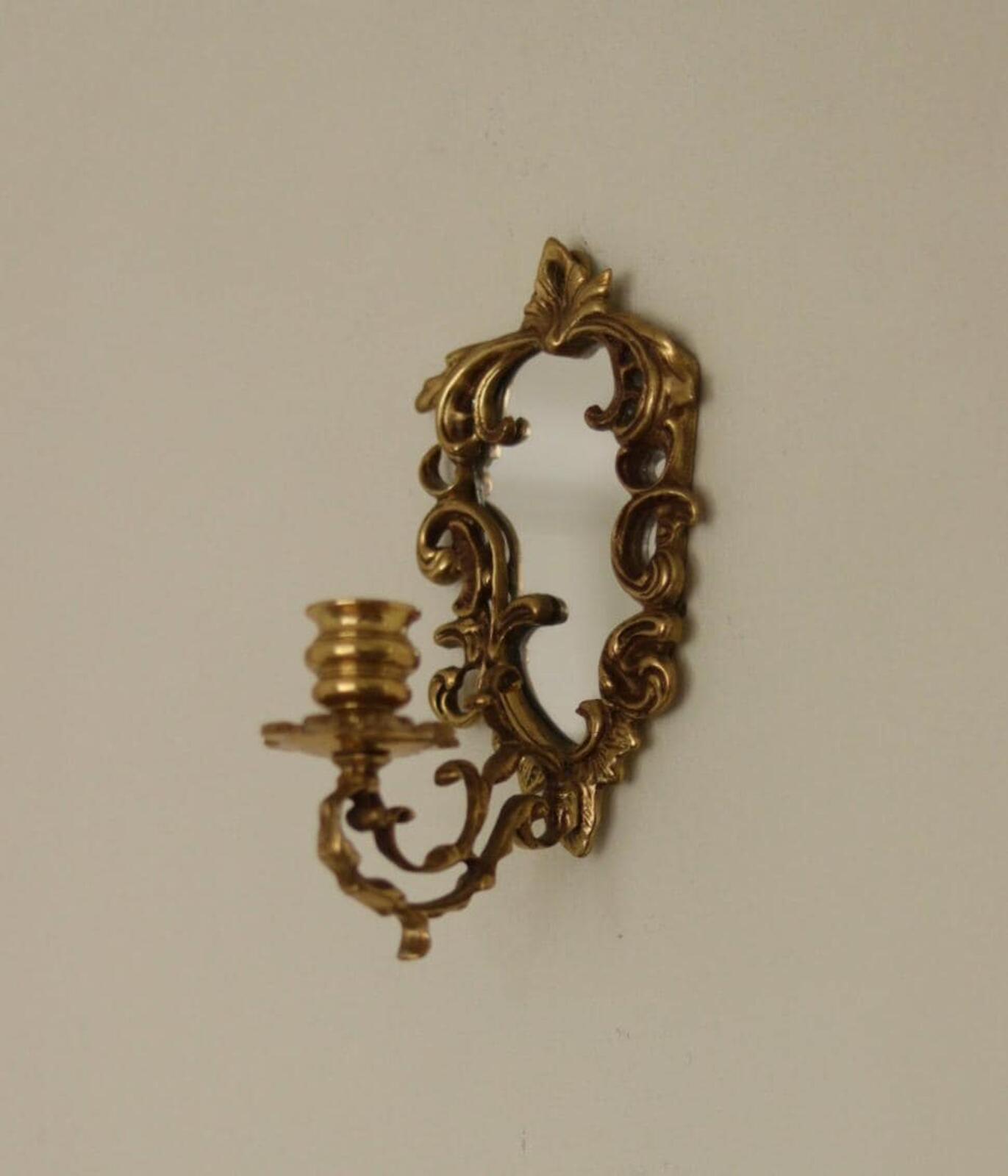 Pair of Mid-Century Swedish Brass Sconces with Mirrors