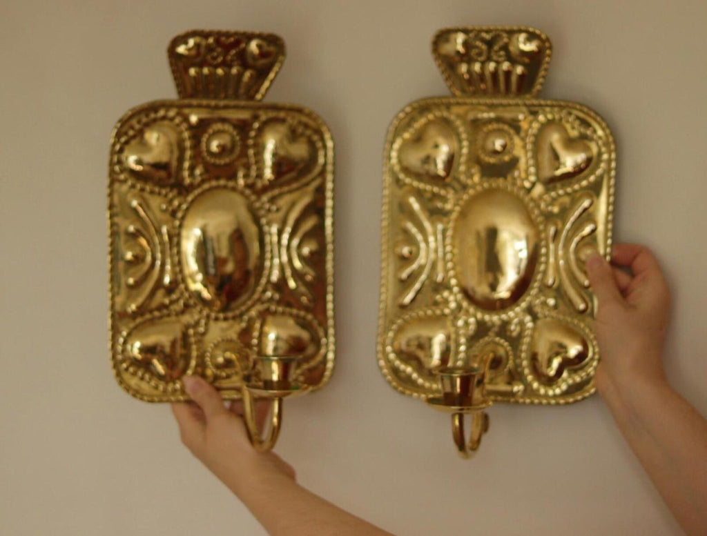 Pair Of Baroque Style Swedish Brass Sconces