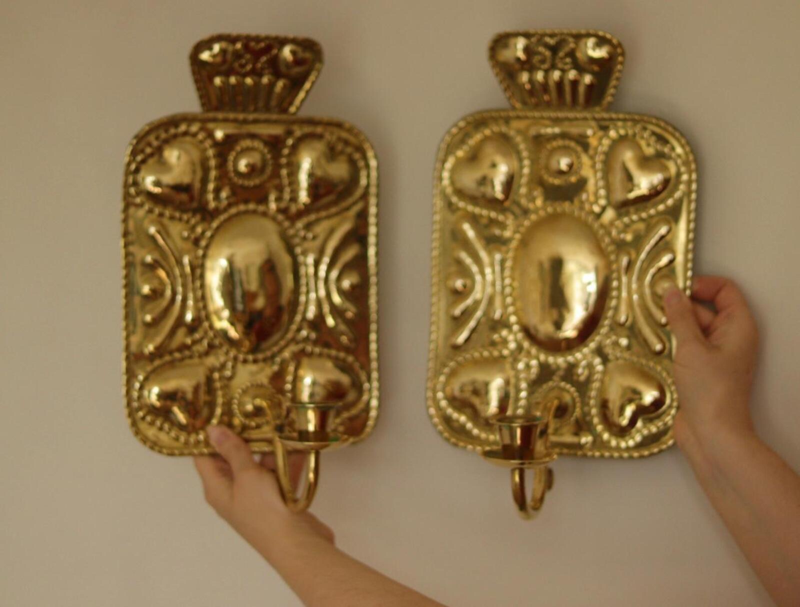 Pair Of Baroque Style Swedish Brass Sconces