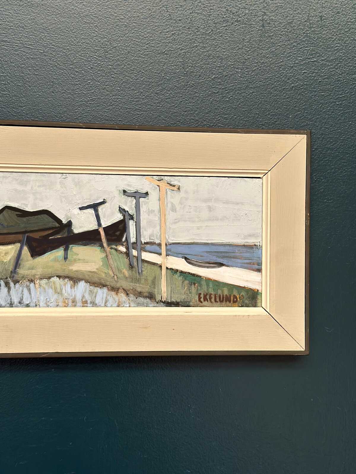 “Coastal Landscape with Beached Boats” by Ivar Ekelund (1908–2002)