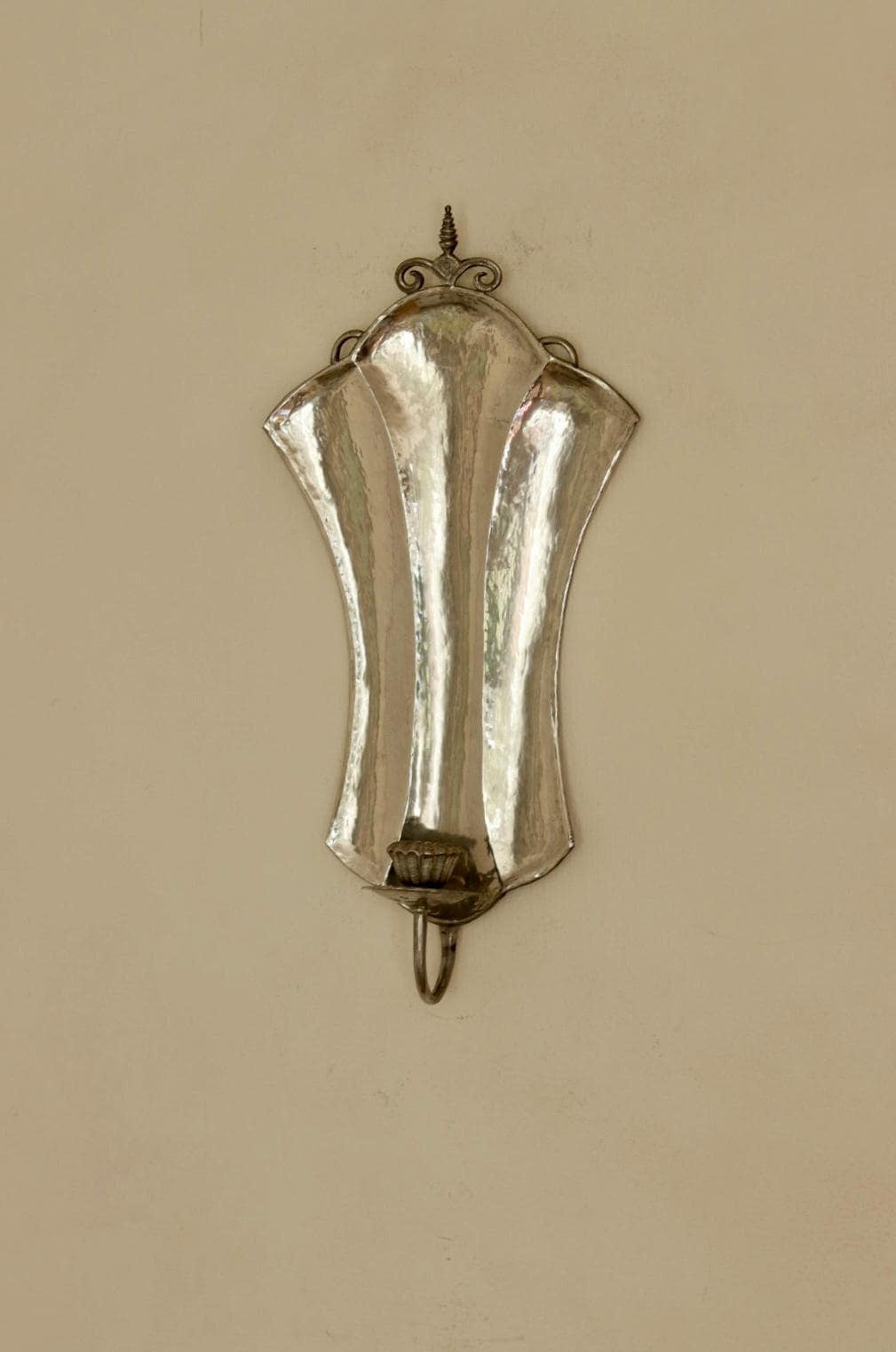 Pair Of Swedish Pewter Sconces By Karin Boström, Linköping Dated 1931