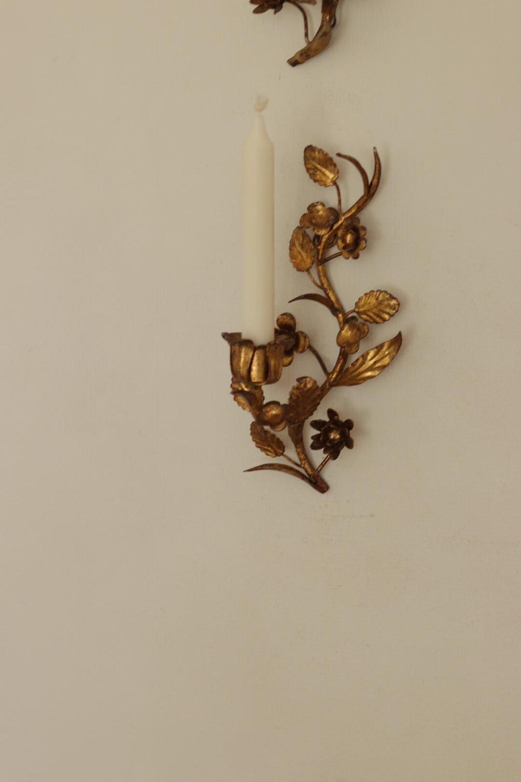 Pair of Mid-Century Italian Gilded Metal Sconces