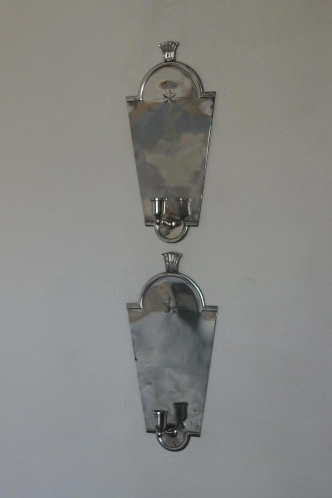 Pair of Mid Century Swedish Pewter Sconces by Svenskt Tenn