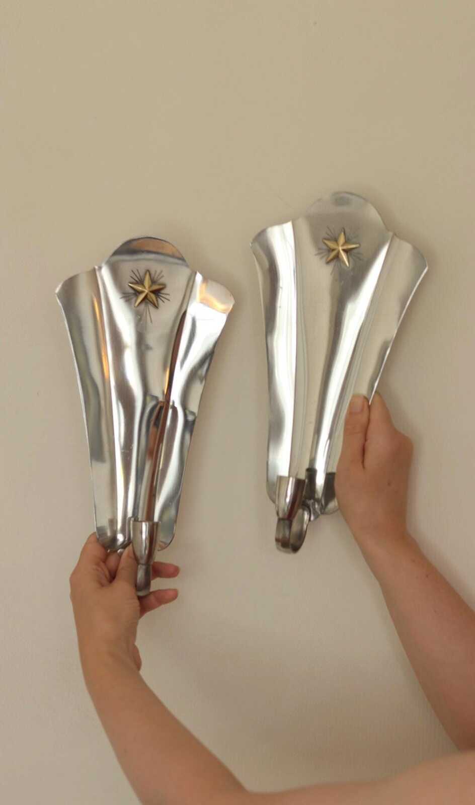 Pair Of Mid Century Swedish Pewter Sconces by GAB Sweden 1930s