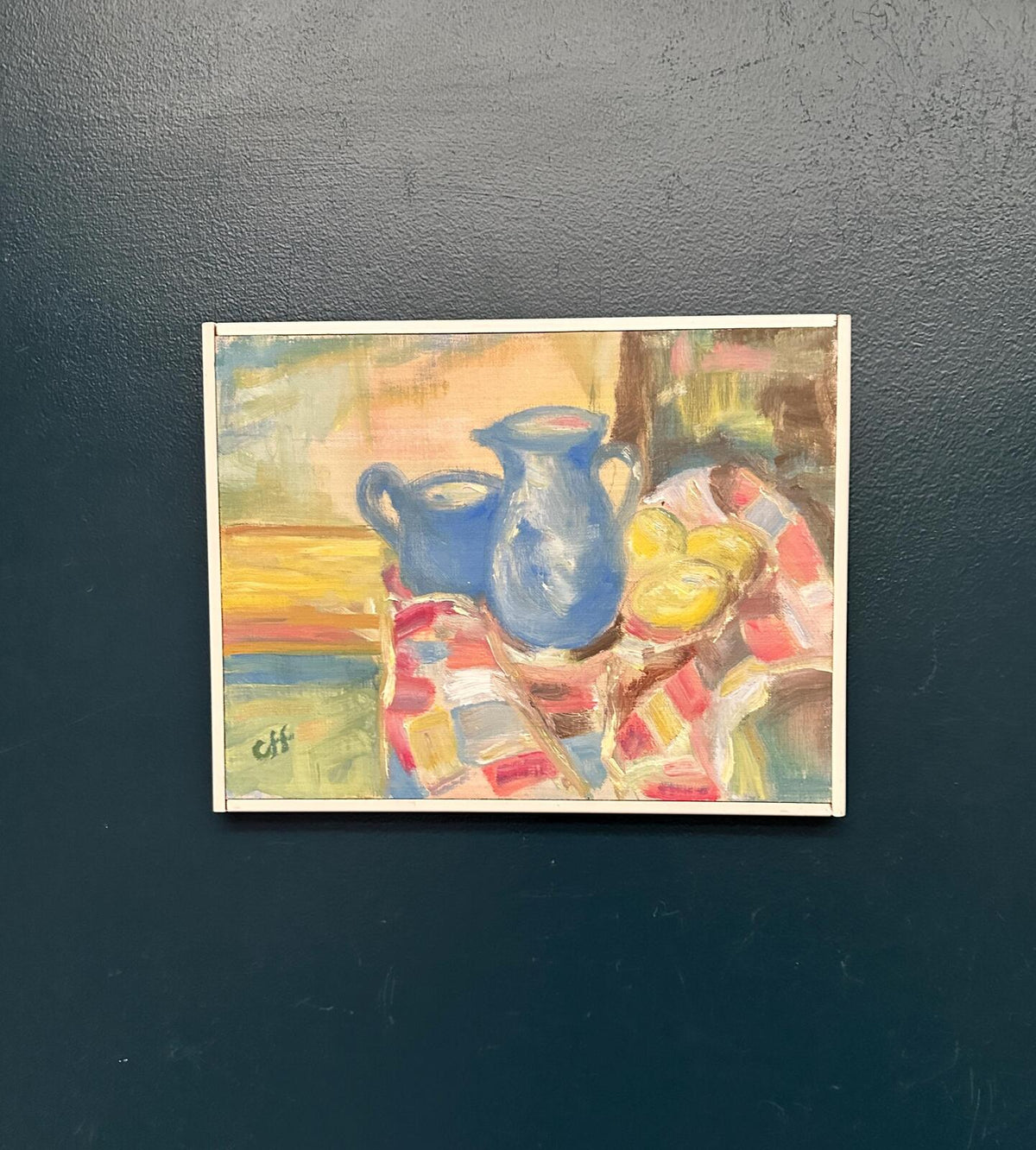 “Blue Jugs and Lemon” by Off