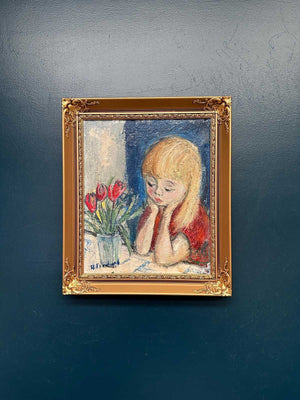 “Girl in Thought with Tulips” by Alf Forslund