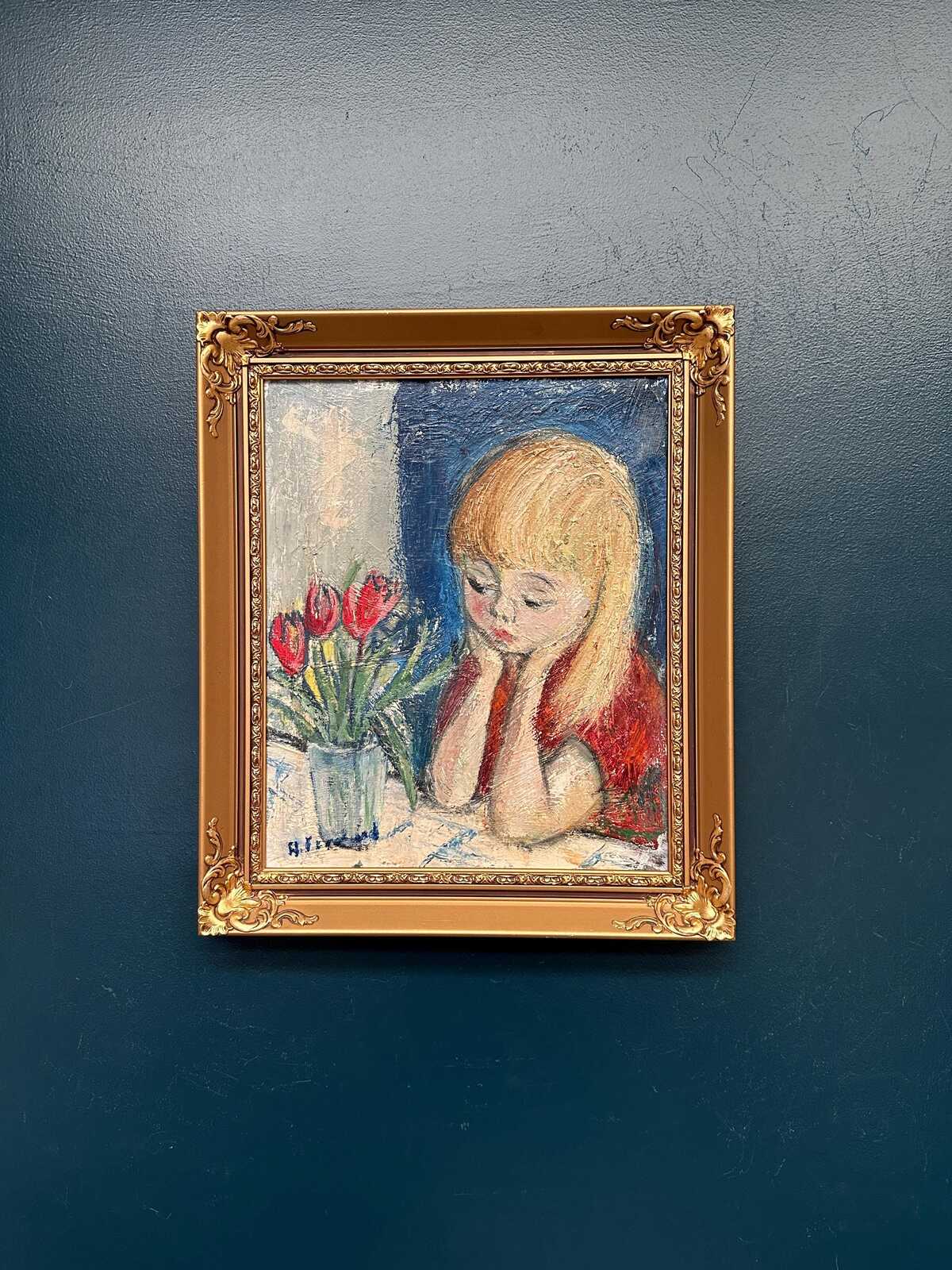 “Girl in Thought with Tulips” by Alf Forslund