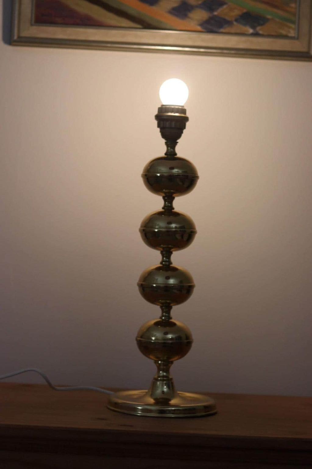 Tall Swedish Brass Bobbin lamp by Borens Borås