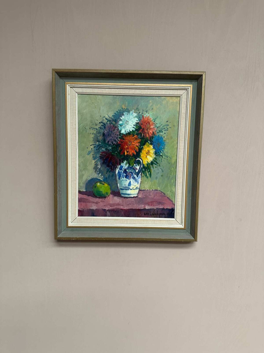 “Asters in Ceramic Vase” by Eric Lundgren