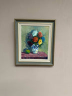 “Asters in Ceramic Vase” by Eric Lundgren