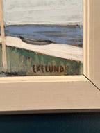 “Coastal Landscape with Beached Boats” by Ivar Ekelund (1908–2002)