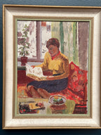 “Woman Reading Book” by Einar Emland (1916–1994)