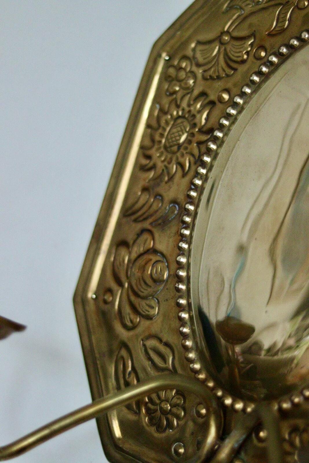 Pair of Mid-Century Swedish Brass Octagonal Double Arm Sconces