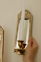 Pair of Mid-Century Swedish Brass Sconces with Mirror