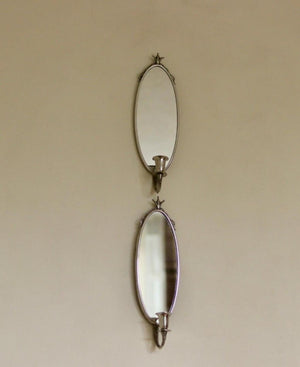 Pair of Mid Century Swedish Pewter Sconces with Mirror by Svenskt - Tenn