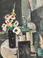 “White Blossom in Black Vase” by Edvin Ollers