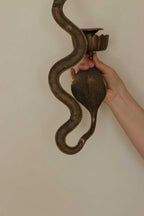 Pair of Egyptian Revival Style Engraved Brass Cobra Sconces