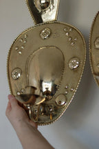 Pair Large baroque Style Mid Century Swedish Brass Sconces