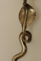 Pair of Egyptian Revival Style Engraved Brass Cobra Sconces