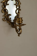 Pair of Mid-Century Swedish Brass Sconces with Mirrors