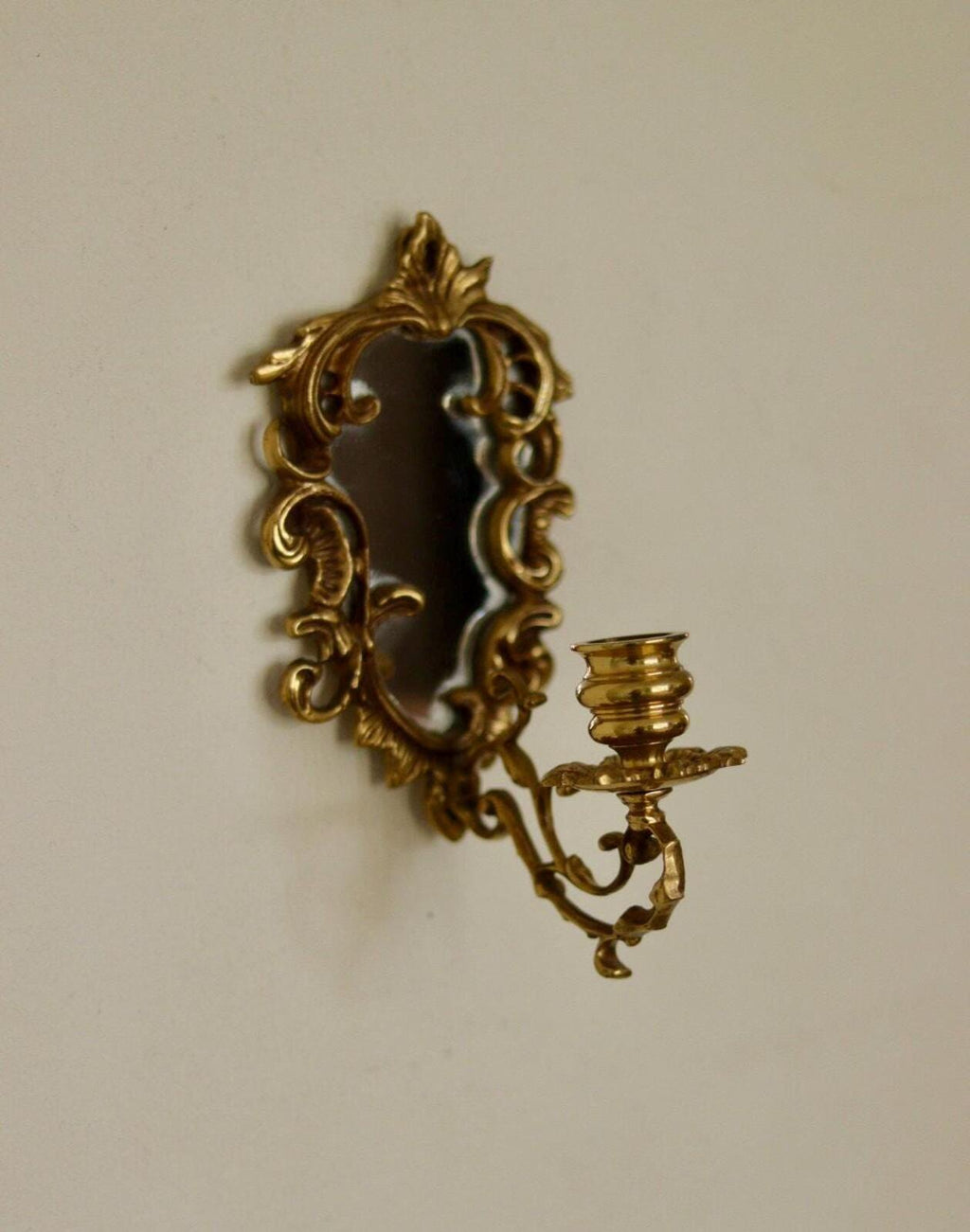 Pair of Mid-Century Swedish Brass Sconces with Mirrors