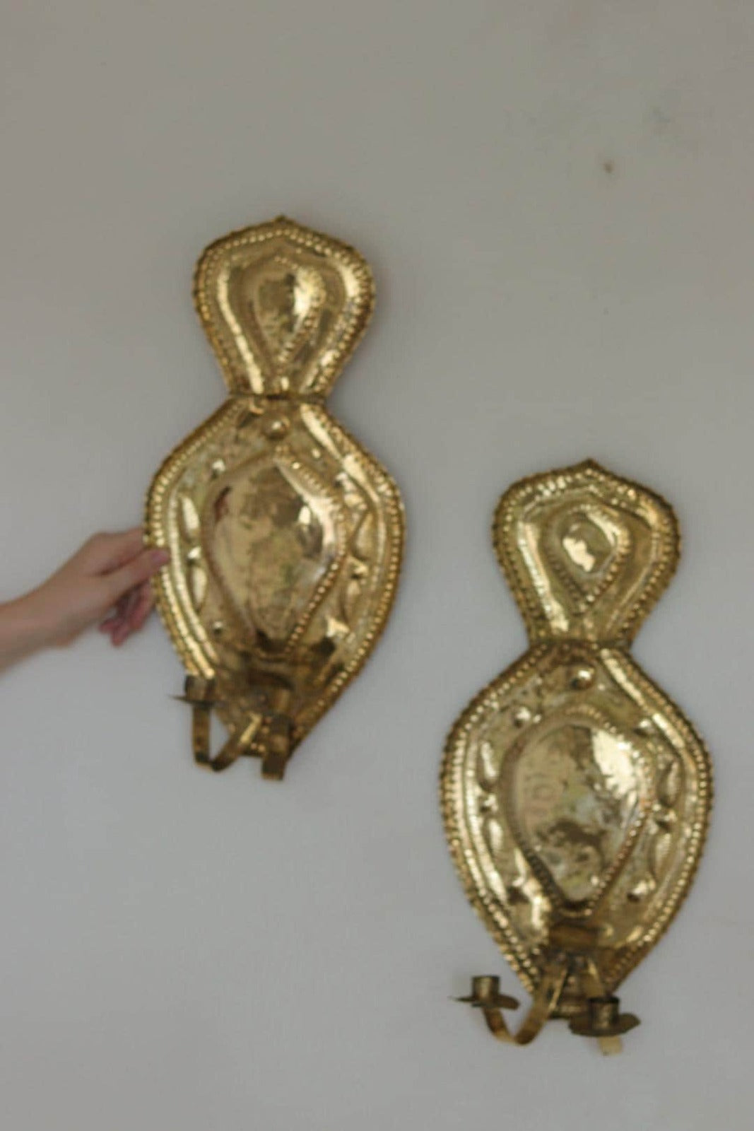 Baroque Style  Mid-Century Brass Swedish Sconces
