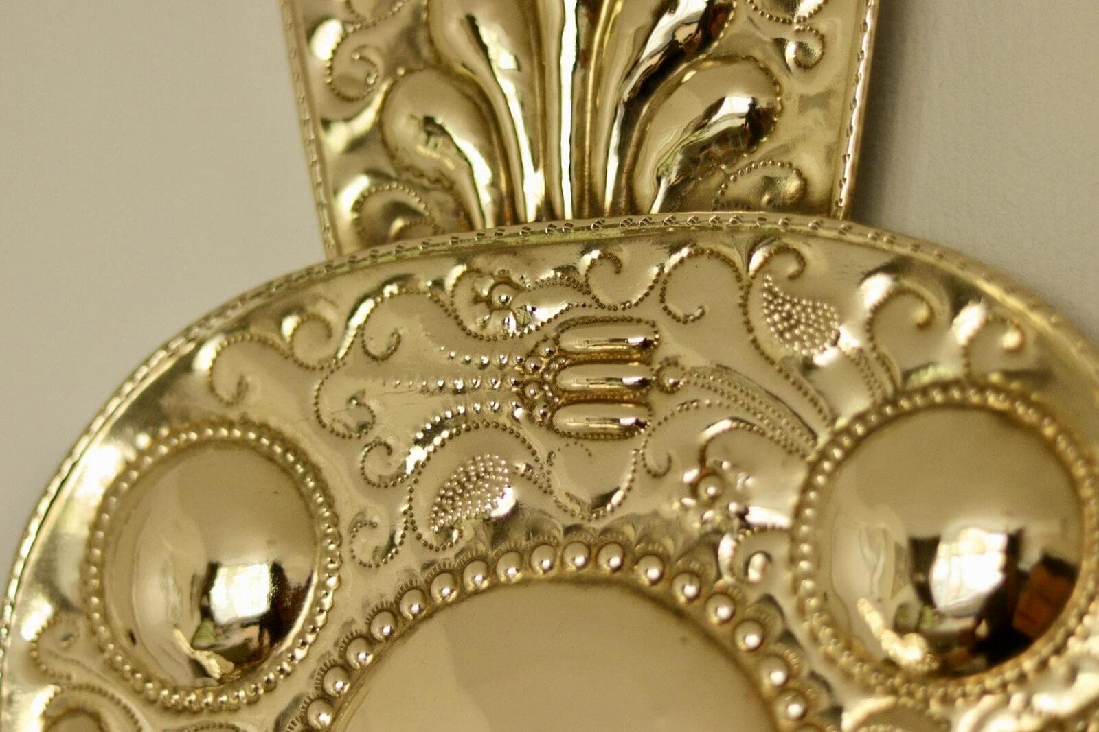 Pair Large baroque Style Mid Century Swedish Brass Sconces