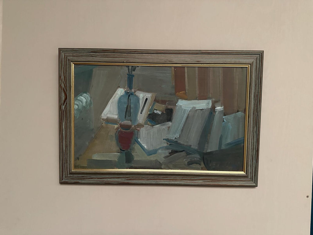 “Vase and Books” by Gösta Stawåsen