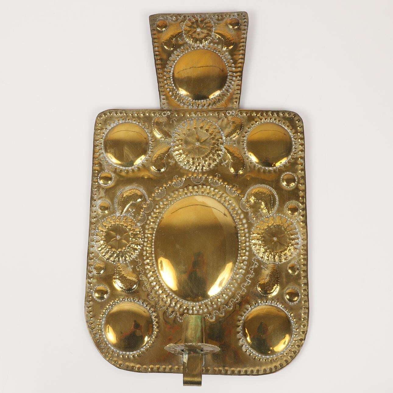 Pair Large baroque Style Mid Century Swedish Brass Sconces
