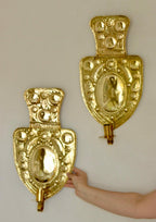 Large Baroque Style Mid-Century Brass Swedish Sconces